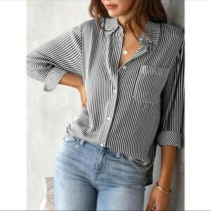 Striped Sun shirt button down Blouse